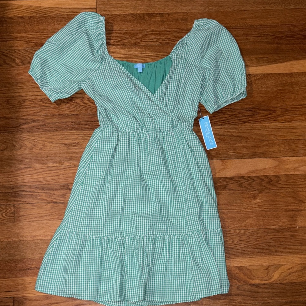 Draper James Green Gingham Casual Dress